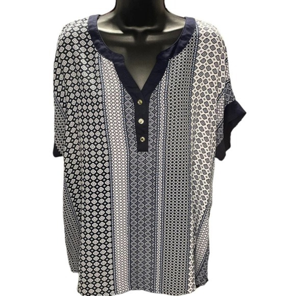 Siren Lily blue Plus Size Cap Sleeve Rayon Blend Blouse Sz 1X - Picture 1 of 8